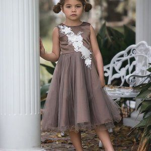 NWT Trish Scully Brown & White Belle Fiore Dress